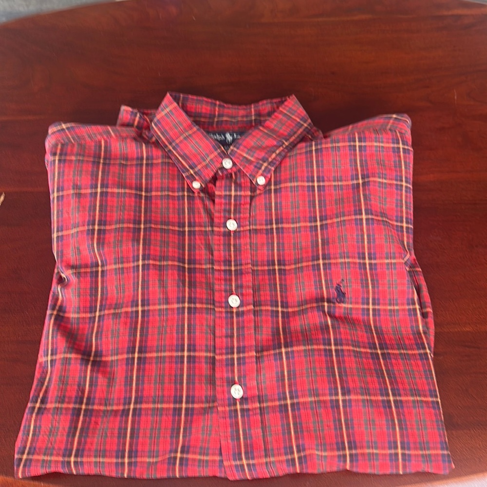 Ralph Lauren Red Plaid Shirt Cotton Long sleeve XL